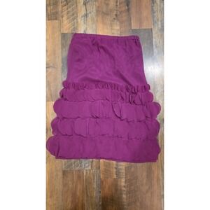 Jenny Han Magenta Plum Purple Petal Appliqué Tiered  Strapless Dress Skirt Sz S